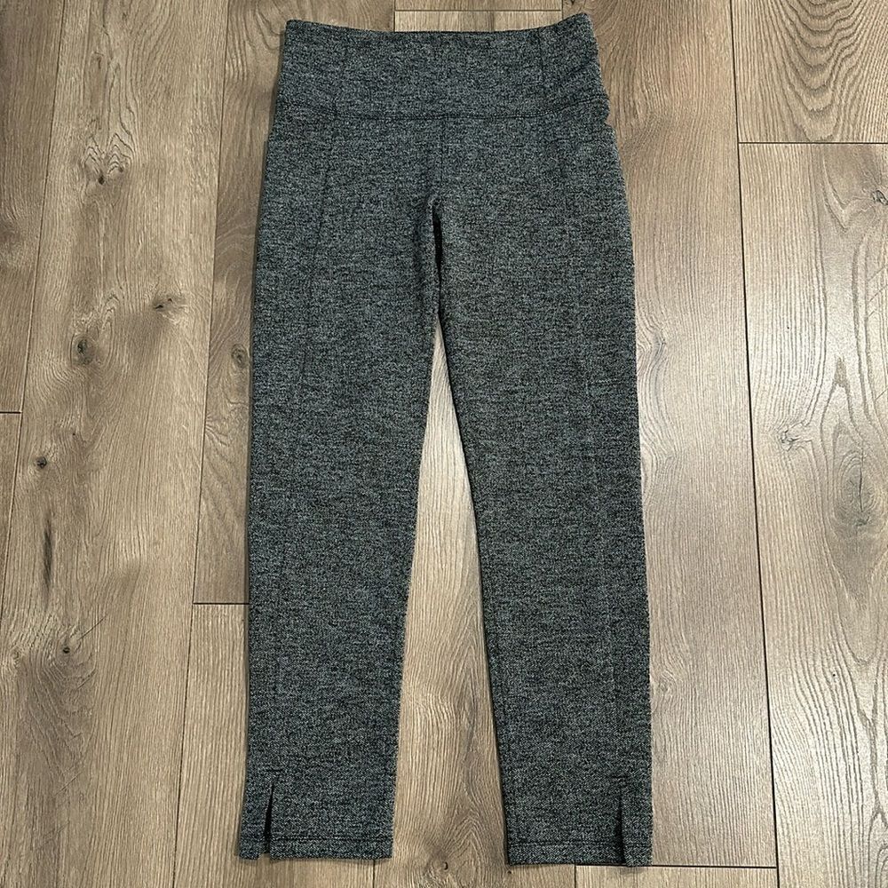 Athleta Mercer Herringbone Mid Rise Gray Ankle Pants Size Small